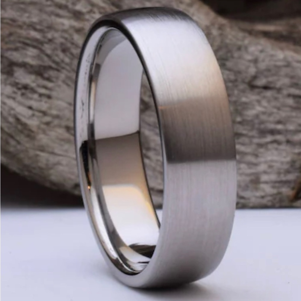 Quality Gold Men’s 8mm Flat Matte Titanium Silver Wedding Band Unisex Thick Ring